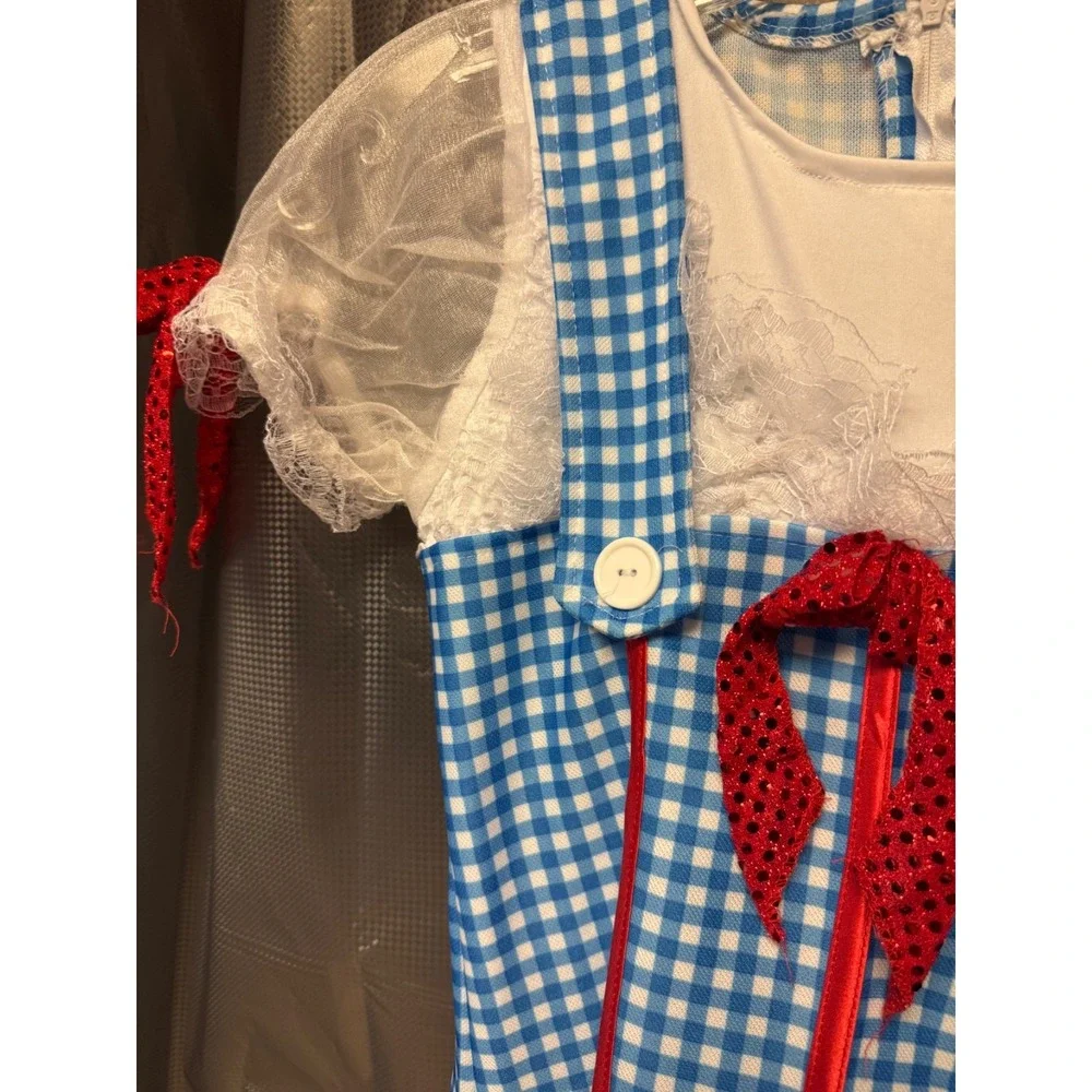 Rubie's Wizard of Oz Dorothy Dress Costume Red Sparkly Bow Halloween Med w/shoes